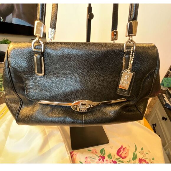 Coach Handbags - Coach Madison Madeline pebbled leather East/West Satchel silver hardware